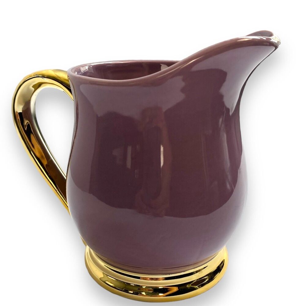 Ceramic Creamer‎ Purple W/ Gold Handle & Trim  Decanter Maximalist Mugs